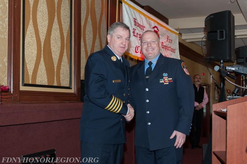 Fr. Chris Botti with Chief of Department Leonard.  Chris has been elected the 5th President of the Honor Legion